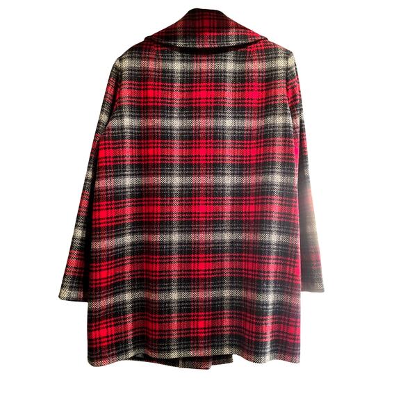 Vintage Pendleton 100% Tartan Plaid Wool Pea Coat in Women's Size M, Red & Black - Picture 4 of 14